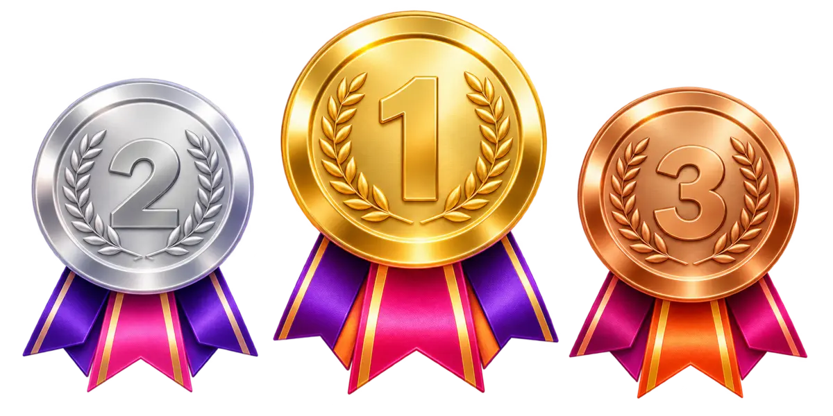 Gold, silver and bronze CreatorPool weekly ranking medals